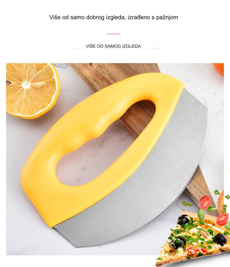 Višenamenski sekač za picu i prstenaste seckalice od nerđajućeg čelika sa ergonomskom ručkom - Izdržljivi nož za precizno sečenje, pite, sira, povrća, pečenje - Trajni kuhinjski alat sa sigurnosnom bravom i dizajnom koji se lako čisti - Idealan za kućnu i profesionalnu upotrebu