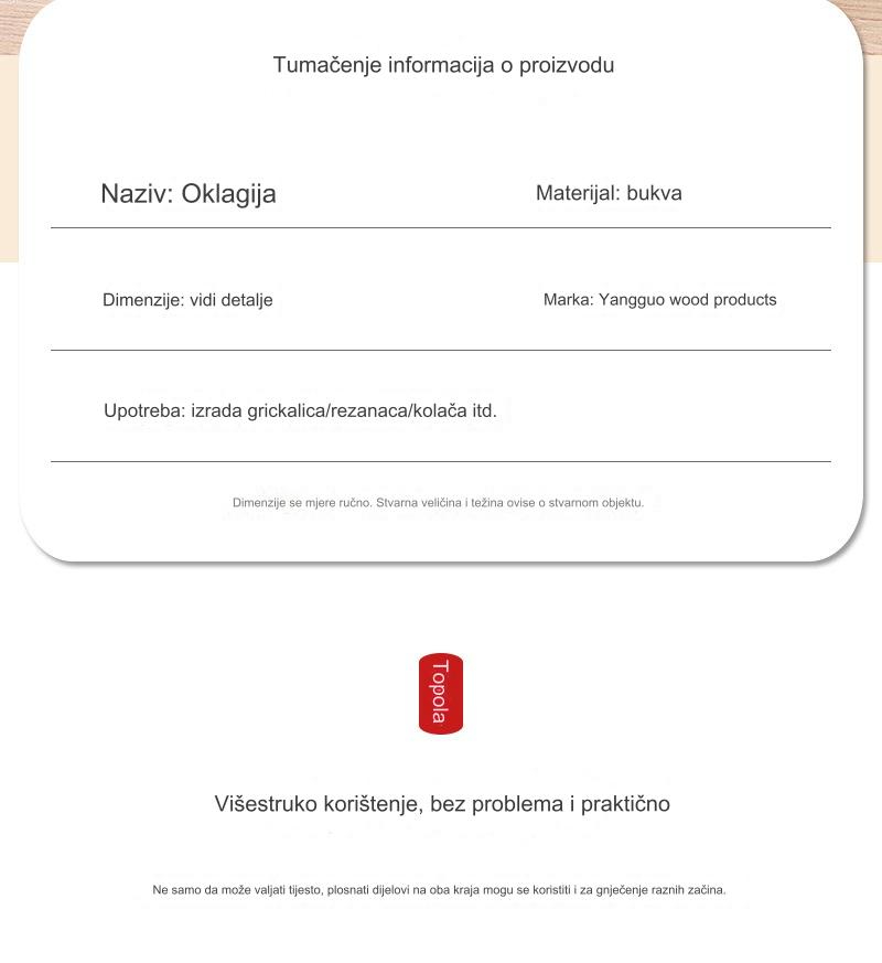 Drveni valjak za pecivo sa nelepljivom površinom i udobnom drškom | Idealan za pravljenje kolačića, testa i fondana - Napravljen od tvrdog drveta