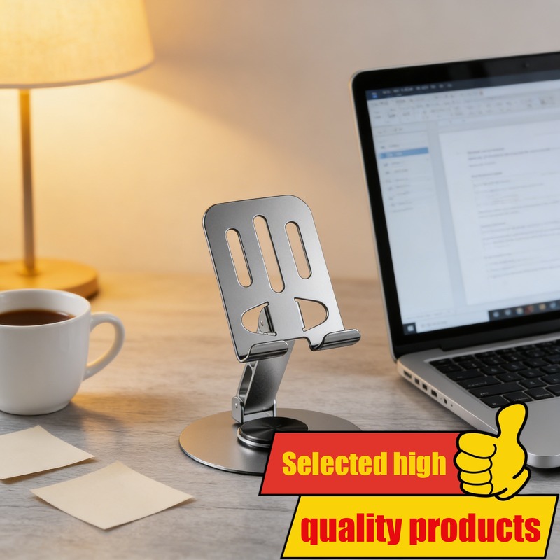 Podesivi rotirajući držač za telefon i tablet od aluminijumske legure sa postoljem, izdržljiva višenamenska nosač za radnu površinu kompatibilan za live strimovanje, online časove, video pozive, gejming - gledanje bez upotrebe ruku/ugao gledanja
