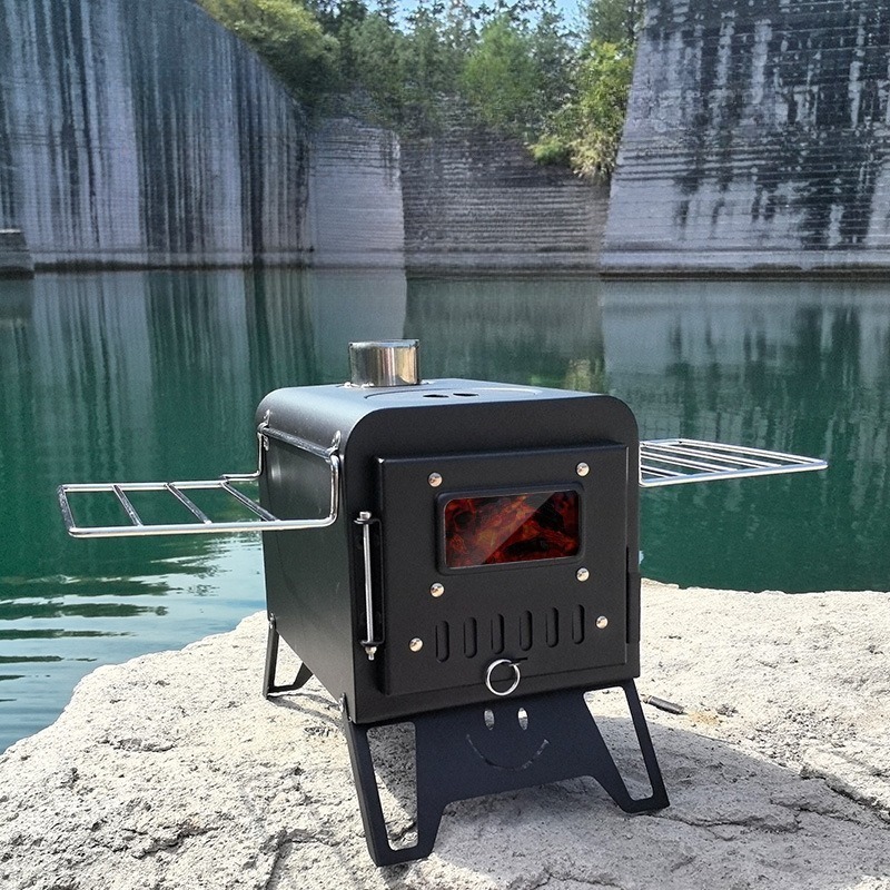 Sklopiva prenosiva šatorska peć na dva goriva, pogodna za drva i ugalj - Izdržljivi spoljašnji grejač za kampovanje, planinarenje, piknik, putovanja automobilom i upotrebu u zatvorenom prostoru sa kompatibilnim gorivom, bez potrebe za sistemom za paljenje (bez magnezijuma)