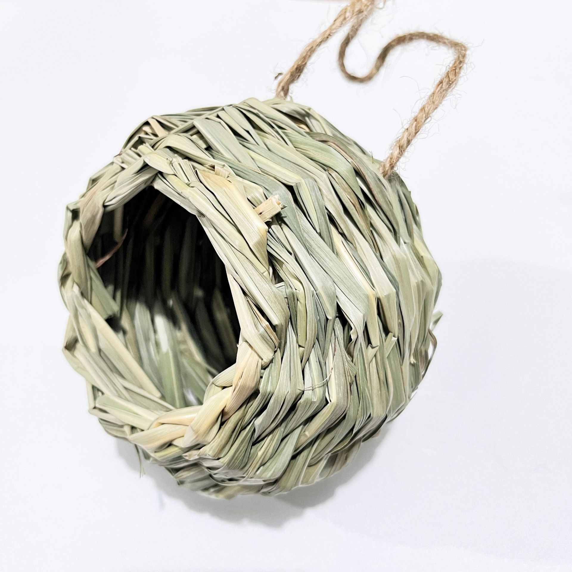 Ručno rađeno pleteno olo gnezdo za papagaje | Topla kućica za ptice za dekoraciju vrta sa prirodnom pletenicom od trave