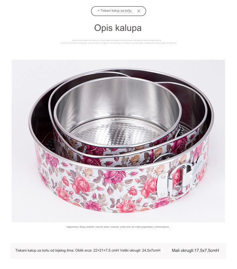 Nelepljiva ola posuda za torte sa cvetnim dezenom, sa zatvaranjem na kopču u obliku srca - Metalni kalup za pečenje slojevitih torti, kolača, torti - Lako vadi se, izdržljiv i sa ravnomernom raspodelom toplote, za pečenje za Dan Svetog Patrika, alat za desert za kućne i profesionalne kuhinje