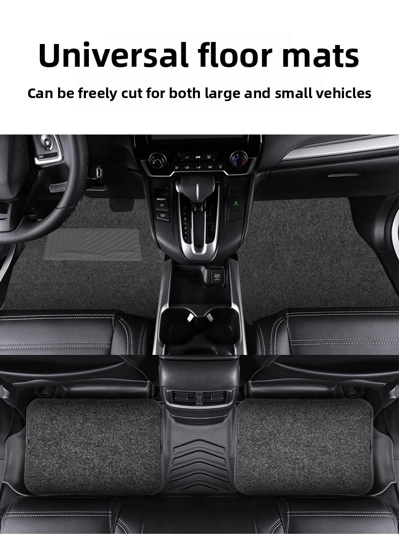 4 komada sive ili crne univerzalne podloge za auto, veštačka sisal tkanina, neklizajuće podloge pogodne za crne/braon/crvene enterijere, elegantan jednobojni dizajn, efikasno dekorira i skuplja dlake kako bi enterijer bio čist, lako se peru