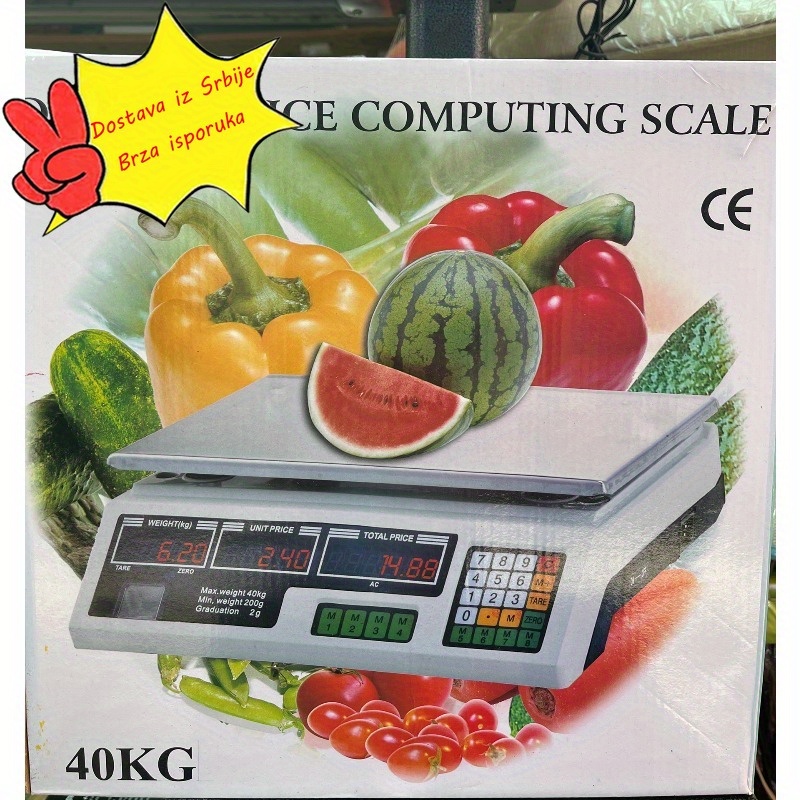 Elektronska vaga, vaga za cenidžanje, stona vaga, kuhinjska vaga, LCD stona vaga sa pozadinskim osvetljenjem, vaga za lubenice