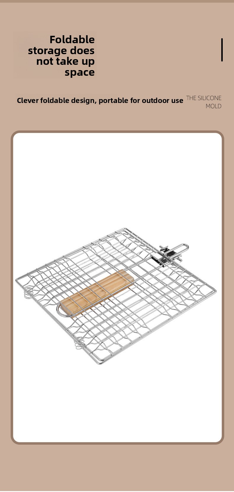 1 komad sklopivog, čvrstog roštilja sa velikim kapacitetom, idealnog za pečenje piletine, sa nelepljivom ručkom, kuhinjski roštilj