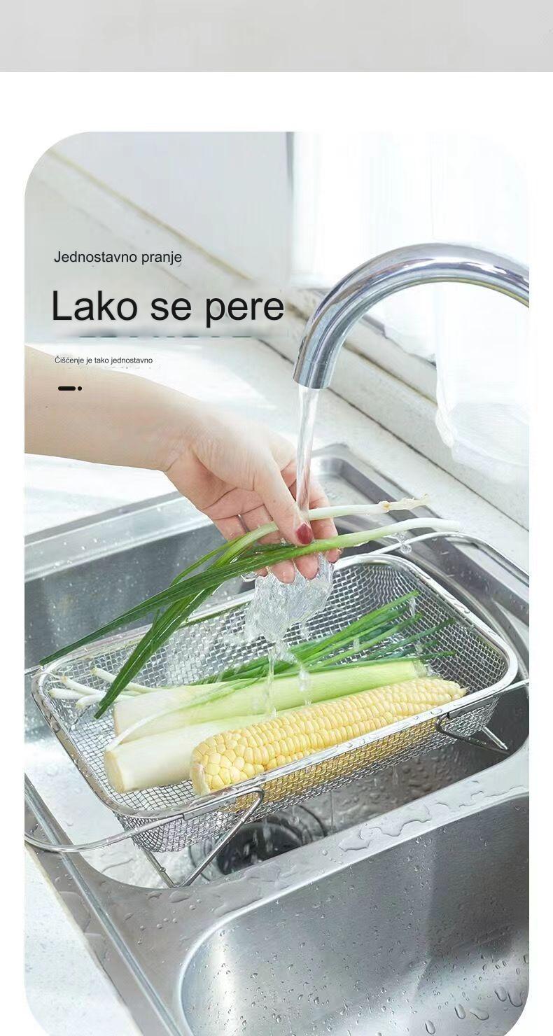 Uvlačiva korpa za odvod sudopere od nerđajućeg čelika | Bezbedna za mašinu za pranje sudova, kuhinjska polica za skladištenje koja štedi prostor