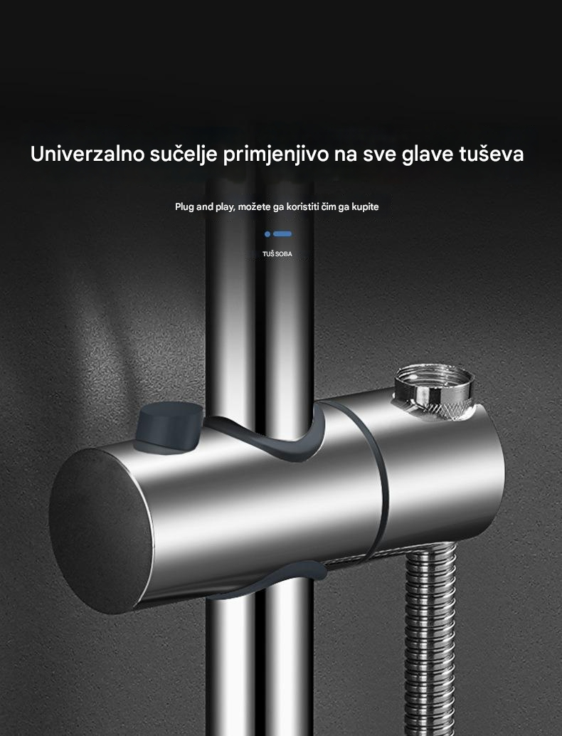 Podesivi nosač za montažu tuša od nerđajućeg čelika - Instalacija bez bušenja, rotirajući 360°, izdržljivi držač glave tuša za kupatilo sa postavljanjem bez alata, kompatibilan sa tuš glavama za kišu, moderan dizajn za jednostavnu instalaciju i održavanje (bez šrafova)