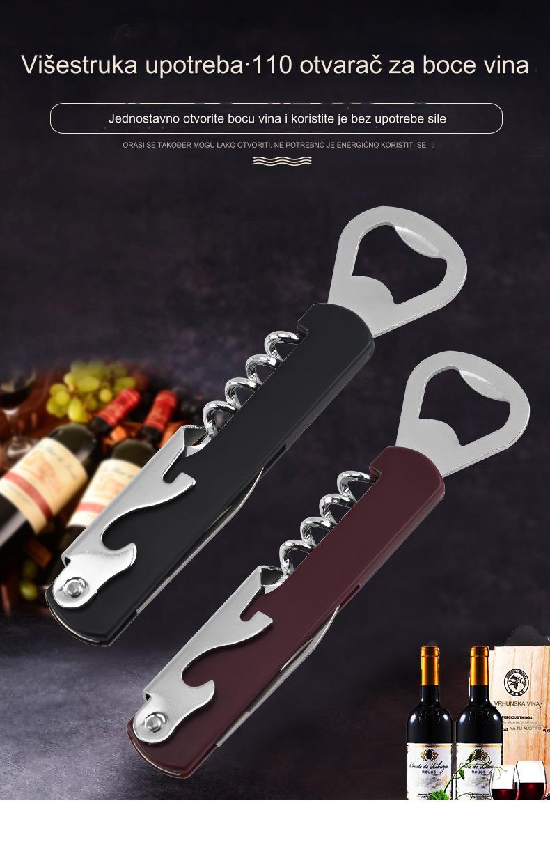 Otvarač za crno vino od nerđajućeg čelika, prenosivi višenamenski otvarač za flaše za domaćinstvo