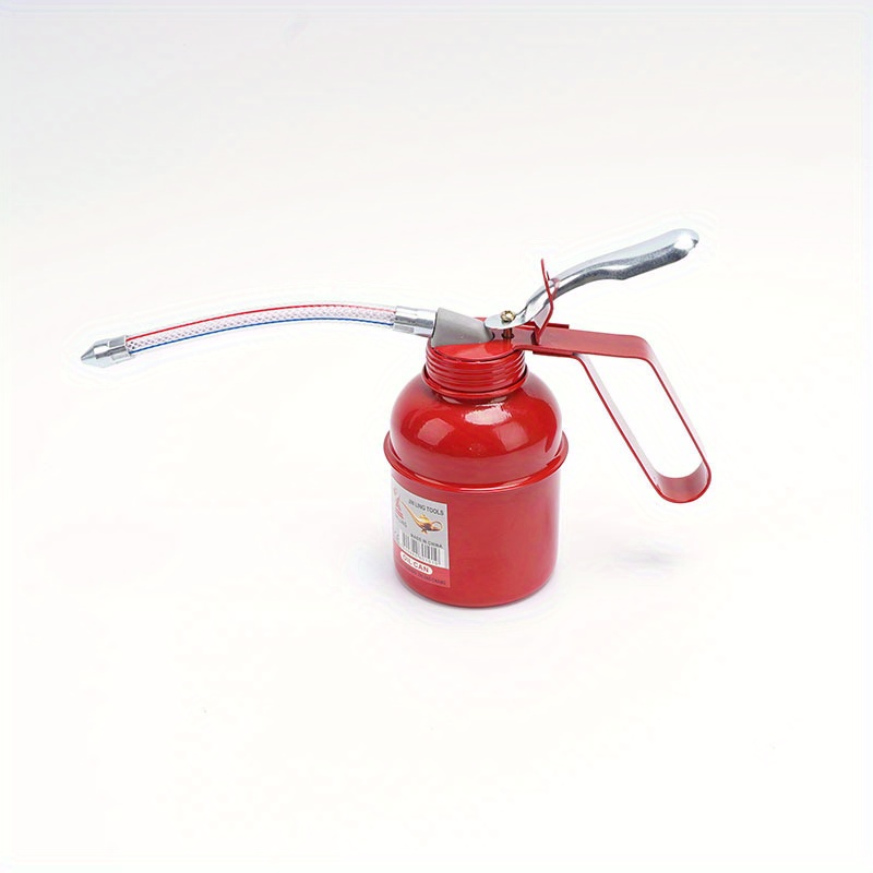 Ručni raspršivač ulja visokog pritiska sa produženom mlaznicom i crveno-crnom ručkom | Čvrsta metalna konstrukcija, dugotrajna upotreba, specijalizovan za popravke automobila i podmazivanje, univerzalno primenljiv za motorino ulje, hidraulično ulje