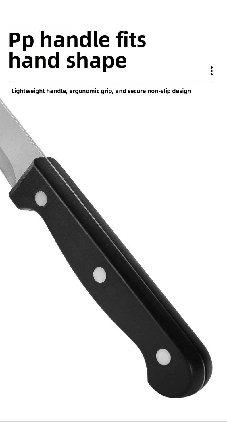 Set od 6 kuhinjskih noževa od visokougljeničnog nehrđajućeg čelika sa plastičnom drškom | Ultra oštri, uključuje nož za sečenje i nož za voće, oštrice od 304 nehrđajućeg čelika, drvene drške