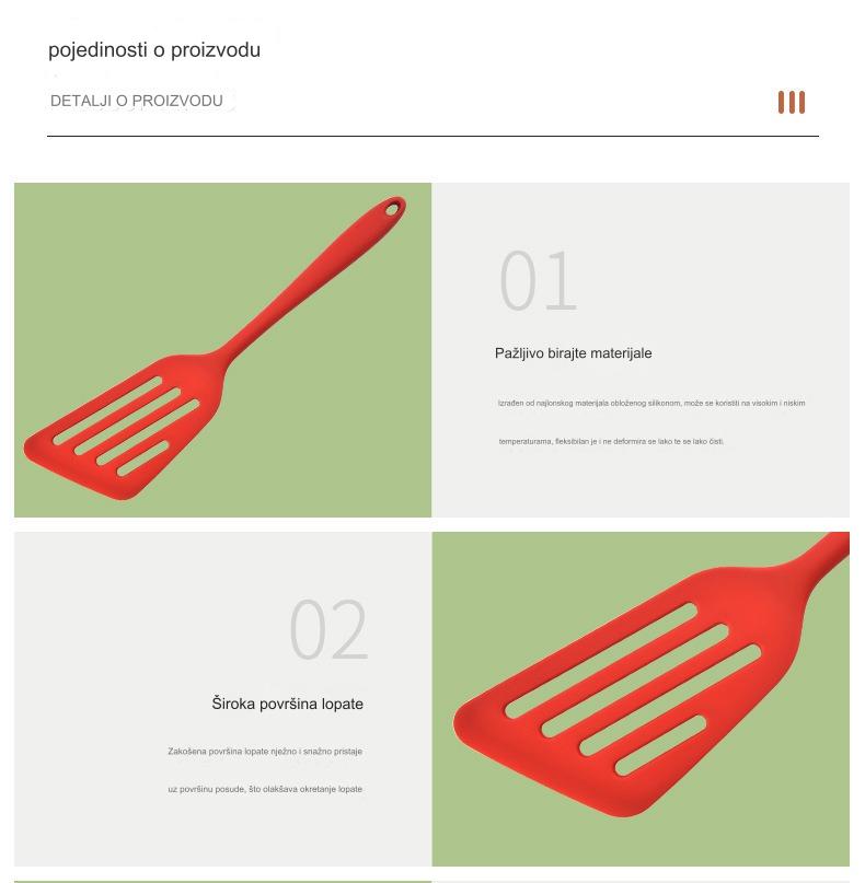 Nelepljiva lopatica za posude, fleksibilna od nerđajućeg čelika, riblja lopatica sa žljebovima, multifunkcionalni kuhinjski alat