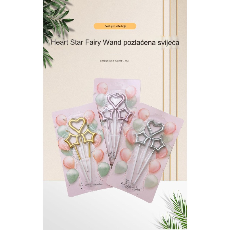 Prelepo dizajnirana svetiljka sa pet zvezdica, pozlaćena, idealna za pečenje torti i rođendanske proslave, bez baterije.