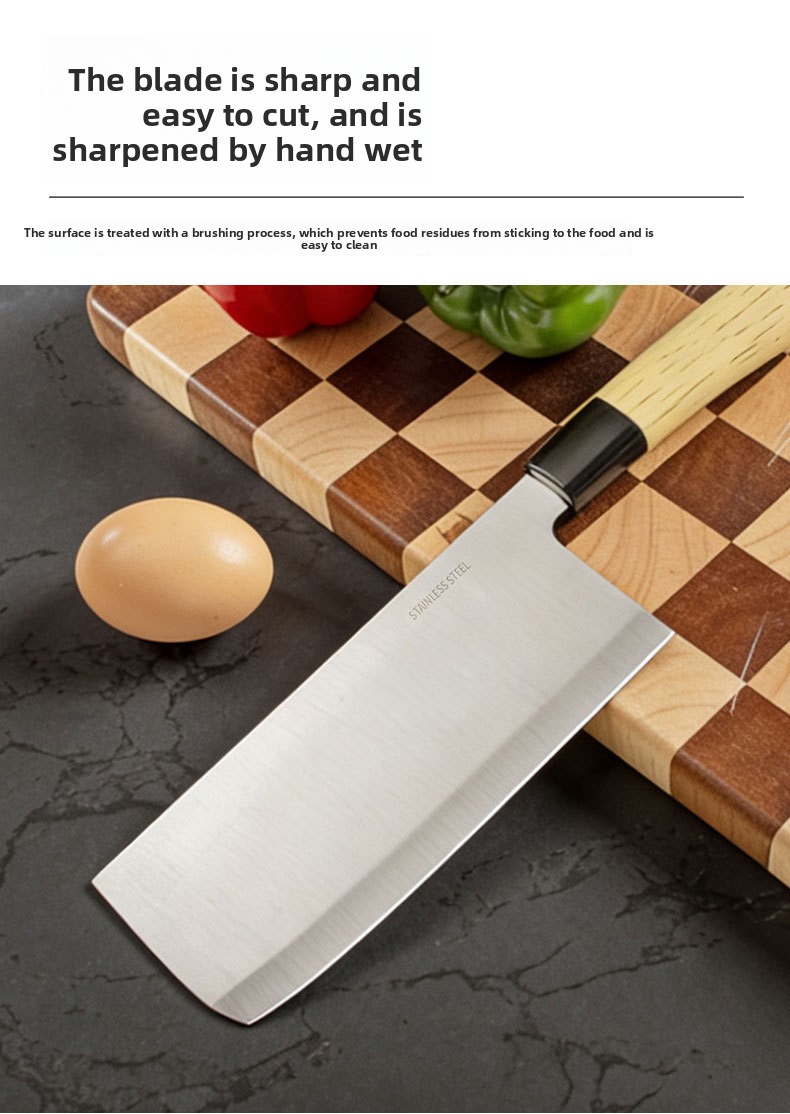 Set od 3 komada kuhinjskih noževa od nerđajućeg čelika sa oštrim i izdržljivim dizajnom, pogodan za kućnu upotrebu, sa šupljom kružnom oštricom i drvenom drškom za sečenje voća i povrća