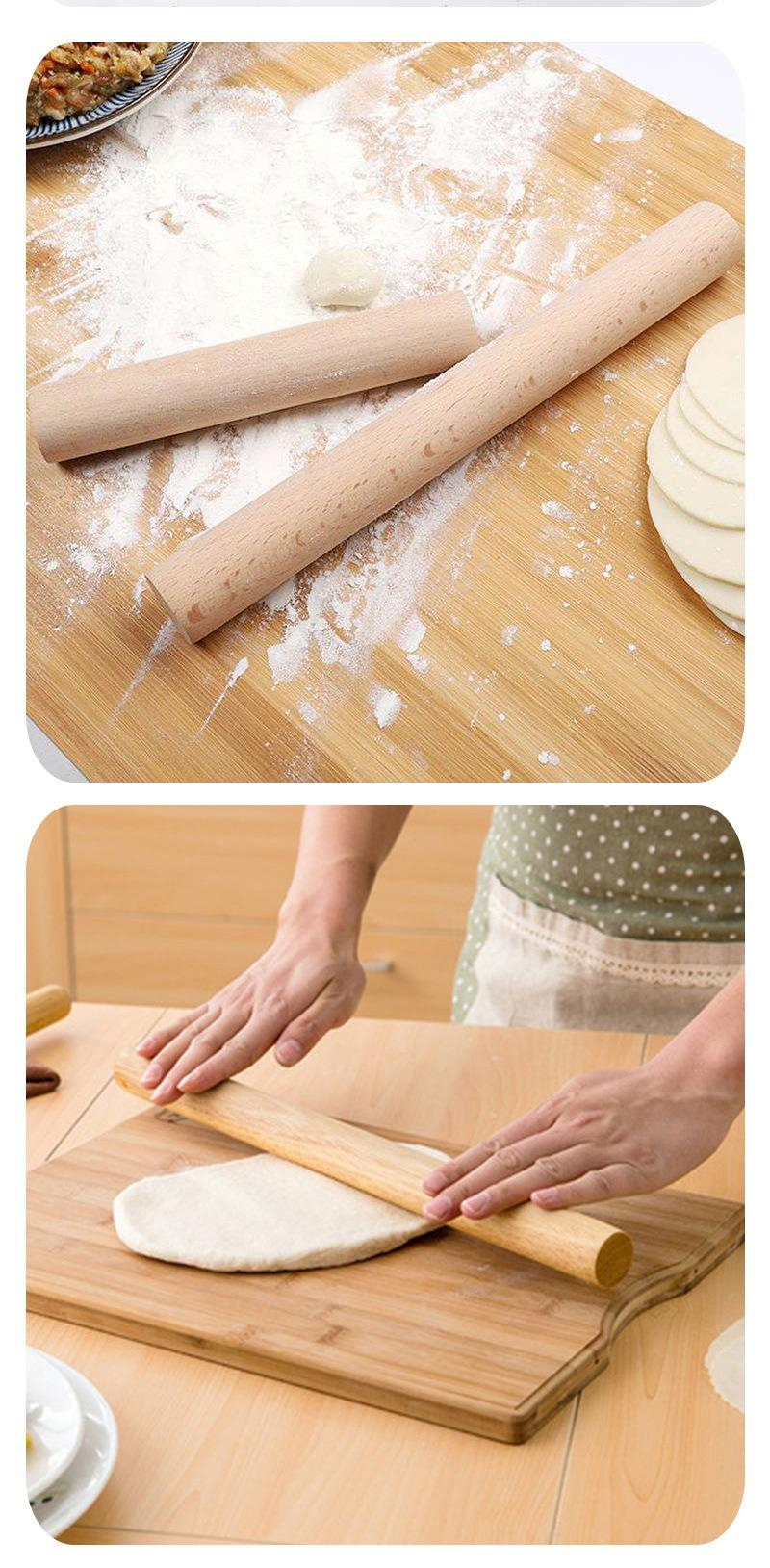 Drveni valjak za pecivo sa nelepljivom površinom i udobnom drškom | Idealan za pravljenje kolačića, testa i fondana - Napravljen od tvrdog drveta