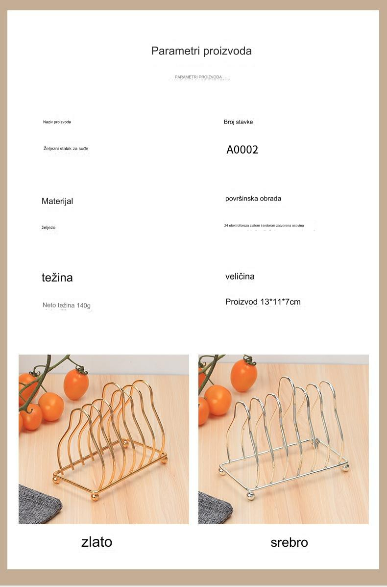 Kuhinjski stalak za sudove u obliku trougla od gvožđa sa policom za odvod | Izdržljivo i elegantno rešenje za odlaganje posuđa