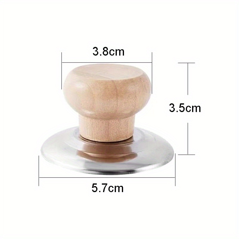 1/2 kom Drvena Ručica za Poklopac Šerpe - Drvena Ručka Otporna na Toplotu sa Bazom od Nerđajućeg Čelika, Zamena Protiv Opekotina za Šerpe & Tiganje, Prečnik 5.71Cm, Kuhinjski Pribor za Kuvanje, Zamena Poklopca za Šerpu, Ergonomski Kuhinjski Pribor, Izdržljiv Kuhinjski Predmet