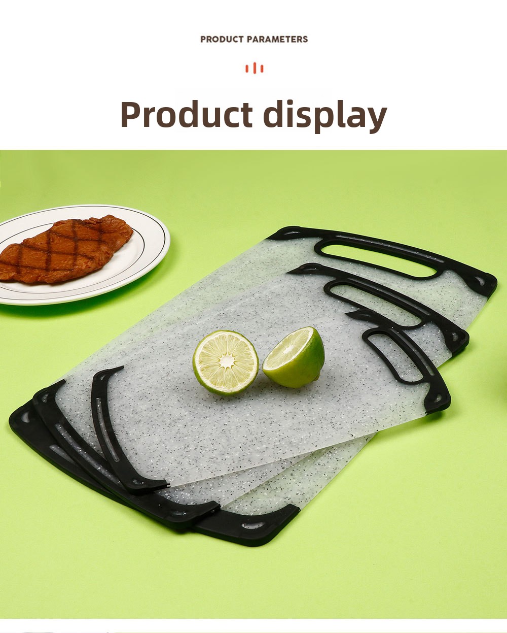 Set dasaka za sečenje od pšenične slame, pogodan za povrće i voće - Plastična daska više veličina sa protivkliznom drškom i dubokim žlebovima za sok, bezbedna za direktnu upotrebu, higijenska daska, za kućnu ili komercijalnu upotrebu