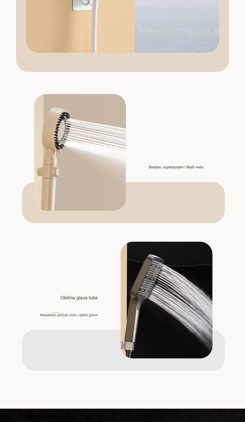 Tuš glava sa 5 brzina i ručnim prskalicom - Izdržljiv ABS sistem za kišni tuš, montaža na plafon/kupatilo, podesivi kišni tuš za moderne kupatila (kompatibilan sa standardnim priključcima za slavinu)