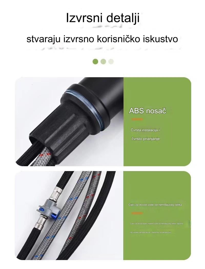 Kuhinjska slavina sa rotirajućim hladnjakom i toplotom, sa izvlačivom prskalicom - 304 nerđajući čelik, brušena završna obrada, zidna montaža, jednostavna instalacija (bez baterija/elektrike) - izdržljiva i otporna na koroziju za moderne sudopere