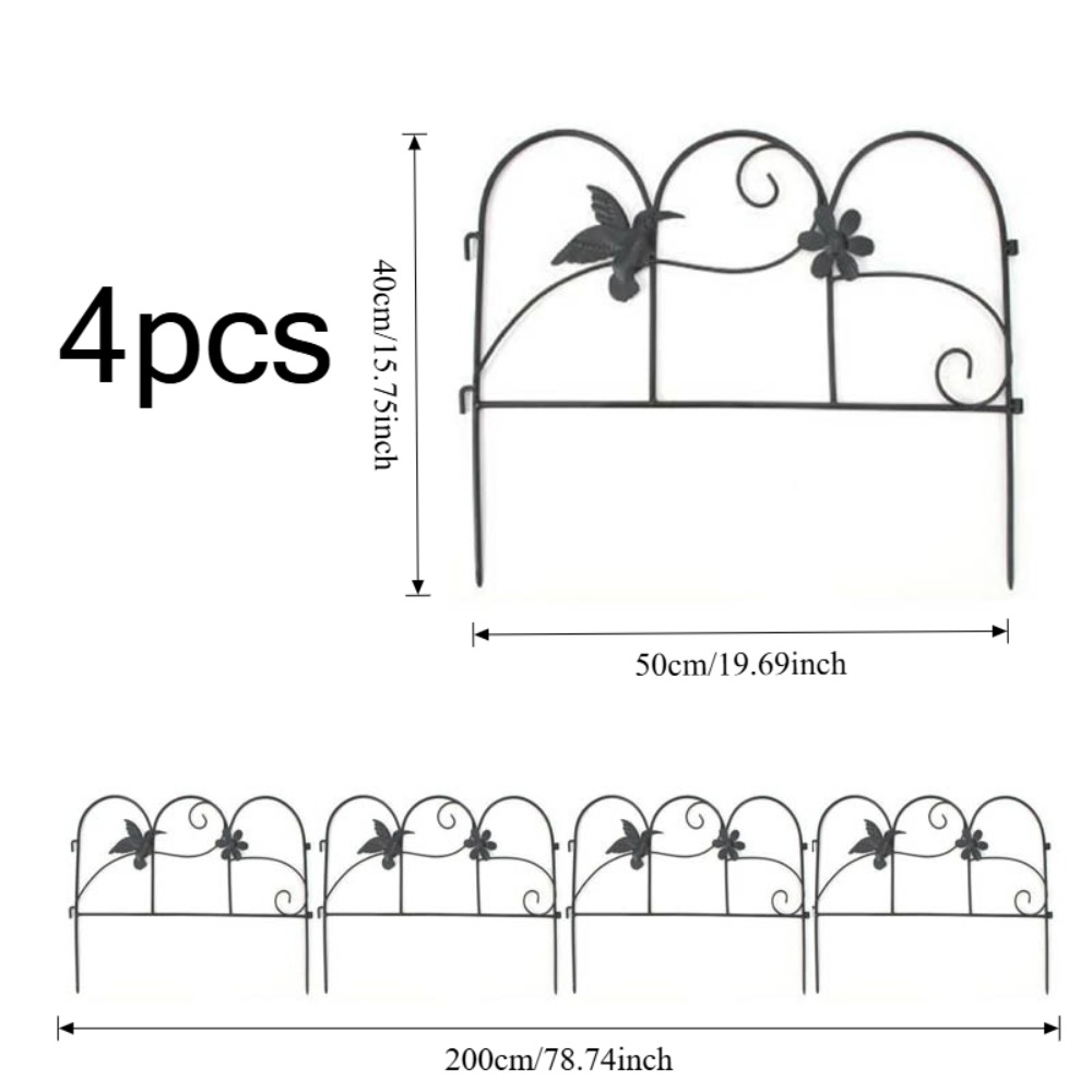[2D Ravno] 4 komada 50*40cm Čelične Ograde od Livenog Gvožđa Otpornog na Rđu, Bez Kopanja, Pogodne za - Spoljnu Baštensku Ogradu, Modernu Vertikalnu Barijeru, Montaža