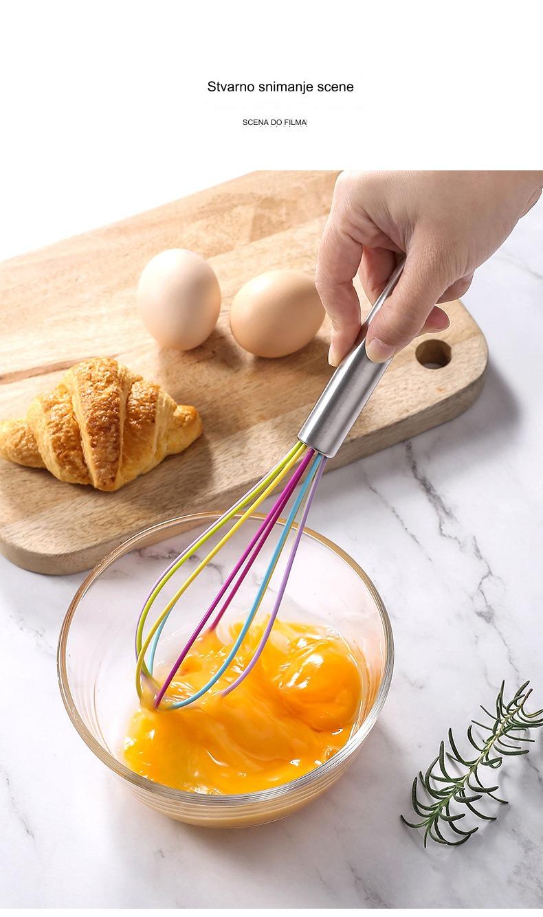 Profesionalna nerđajuća mutilica za jaja sa drškom od nerđajućeg čelika, pogodna za kuvanje i pečenje