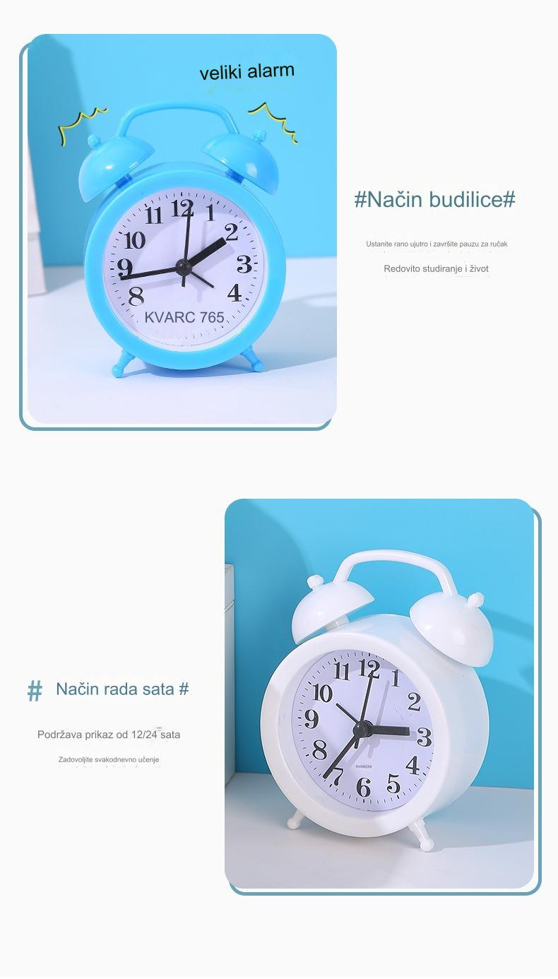 Simpatičan mali budilnik za učenike, stoni i noćni sat sa glasnim zvukom za savršeno jutro