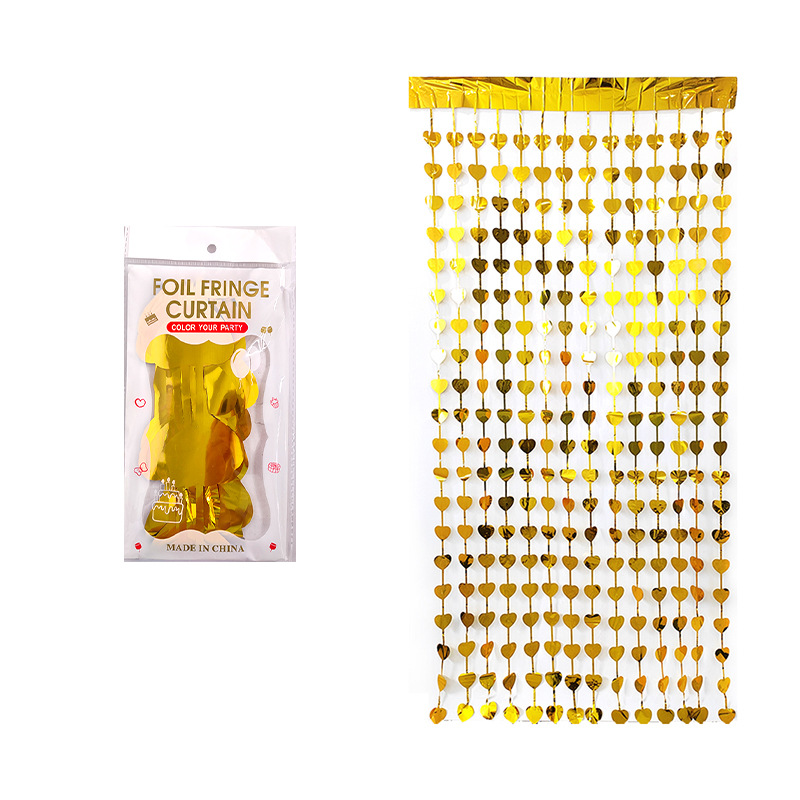 1x2m Zavesa u obliku srca sa petokrakovom zvezdom | Savršena za žurke, rođendane, dekoraciju za venčanja, napravljena od plastike.