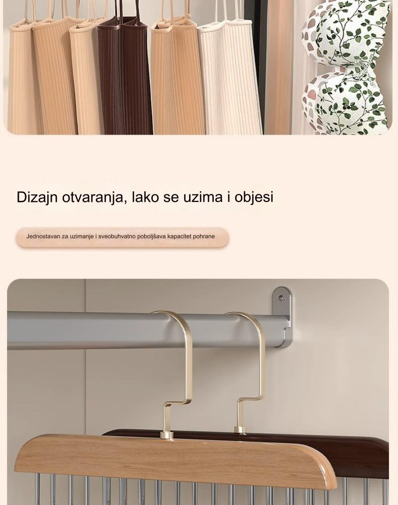 Moderan Držač od Pravog Drveta sa Osam Kukica | Svestrano Skladištenje za Donje Rublje, Kaiševe, Prsluke, Šalove i Čarape