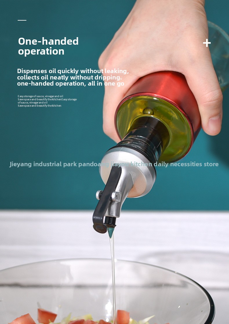 Bočica za ulje i sirće od nerđajućeg čelika sa prekidačem za pritiskanje - Dvostruki sloj, nepropusna staklena posuda za začine, ergonomska ručka i dizajn otporan na prolijevanje za kuhinju, trpezariju