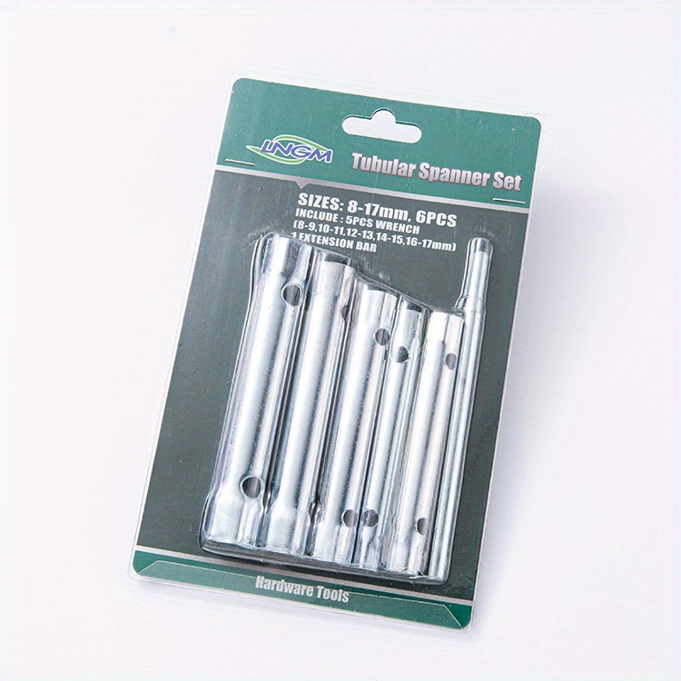 Set od šest ključeva za svetiljke, sa jednostavnim šestougaonim dizajnom cevi, pogodan za različite veličine šestougaonih grana