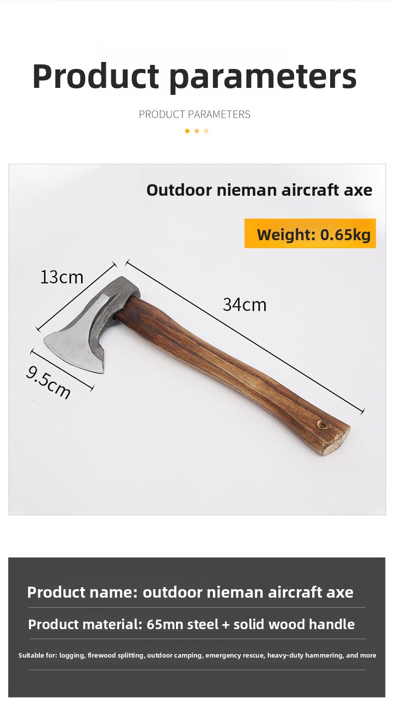 37.34 cm Ručno rađena kamperska sekira za cepanje drva - Idealan alat za sečenje na otvorenom, rezbarenje i preživljavanje u prirodi, dolazi sa kožnom futrolom za muškarce i žene