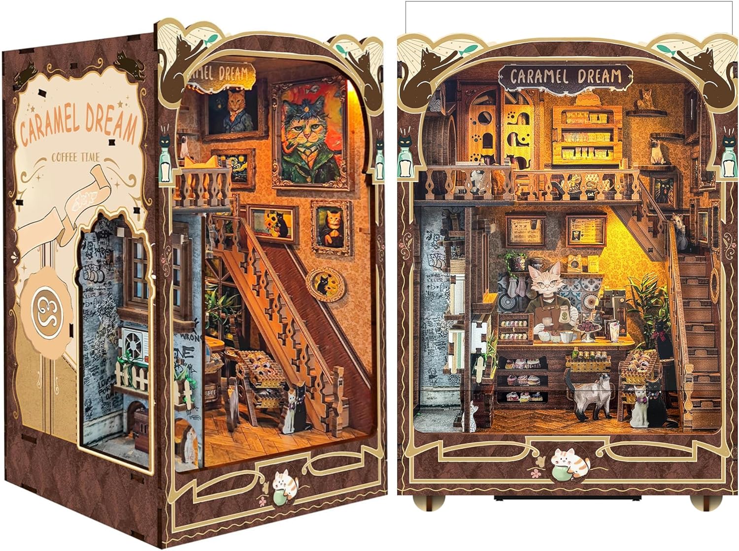 Kompleti za kutak za knjige za odrasle - Napravite svoj vlastiti minijaturni umetak za policu za knjige sa LED osvetljenjem, maštoviti kompleti za izradu knjižnog kutka, dekoracija sobe za fantazijsku tavern dioramu, savršen poklon za ljubitelje knjiga, kutak čuda i knjiga.