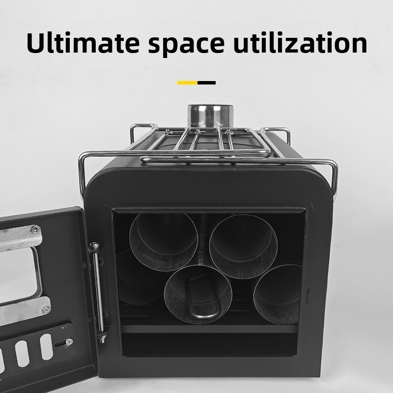 Sklopiva prenosiva šatorska peć na dva goriva, pogodna za drva i ugalj - Izdržljivi spoljašnji grejač za kampovanje, planinarenje, piknik, putovanja automobilom i upotrebu u zatvorenom prostoru sa kompatibilnim gorivom, bez potrebe za sistemom za paljenje (bez magnezijuma)