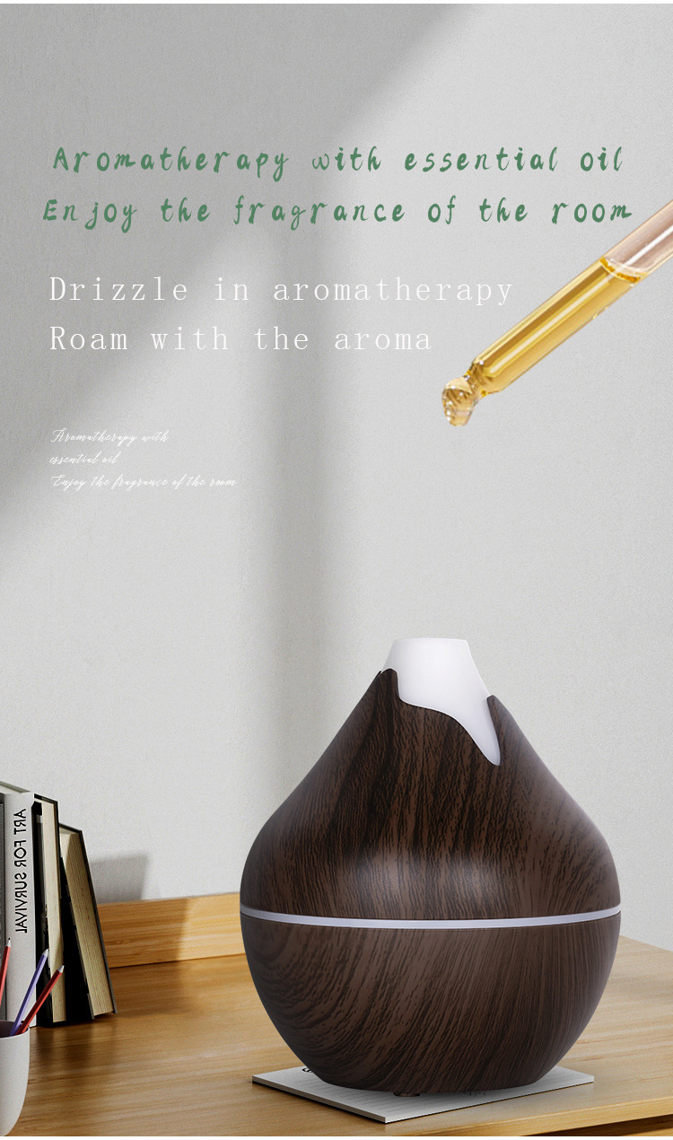 Ultrazvučni aroma difuzor velikog kapaciteta sa teksturom drveta, difuzor esencijalnih ulja, ovlaživač vazduha sa aromom, ultrazvučni ovlaživač, pogodan za esencijalna ulja, ima tajmer, automatsko isključivanje kada je završena voda, sedam-boja LED svetla i napajanje preko USB-a