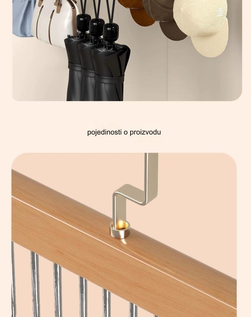 Moderan Držač od Pravog Drveta sa Osam Kukica | Svestrano Skladištenje za Donje Rublje, Kaiševe, Prsluke, Šalove i Čarape