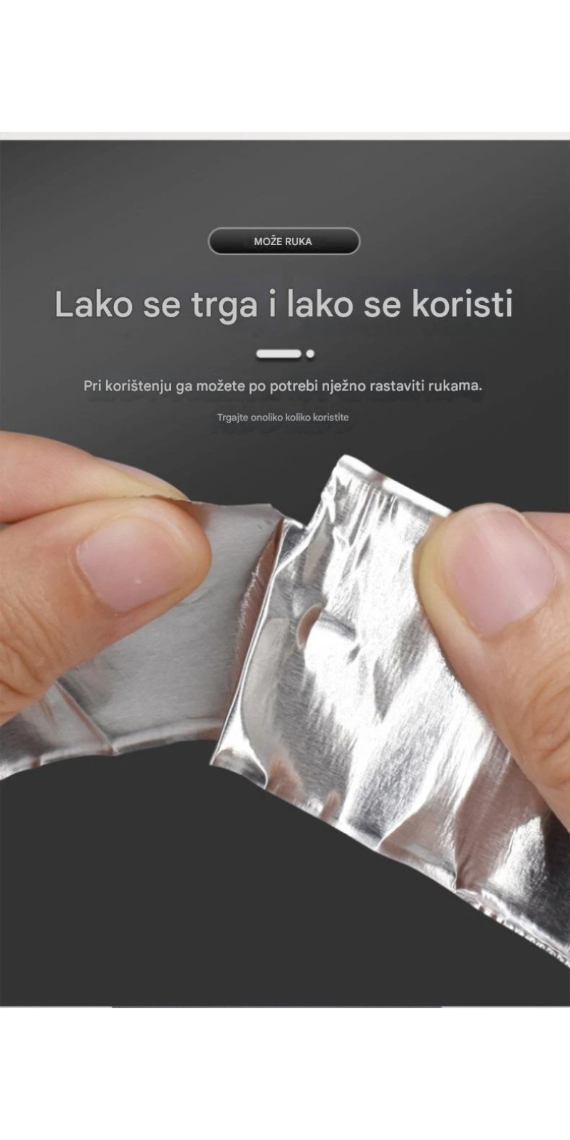 Teška aluminijumska traka - Debeli sloj, nepropusna za šporet, plesan i ulje - Laka primena za krovove, zidove, podove - Izdržljiva za spoljnu i unutrašnju upotrebu (kuhinja, kupatilo, tavan) - Pogodna za šporete, kanale