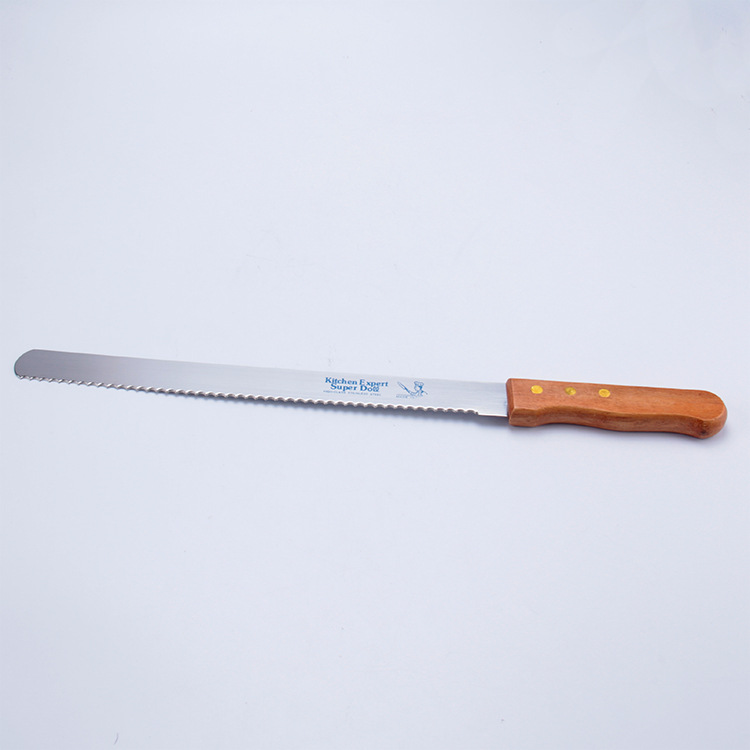 Profesionalni nož za hleb i torte od nerđajućeg čelika sa nazubljenom oštricom i ergonomskom drvenom drškom - 20.32cm/25.4cm/30.48cm, sa finim zupcima i sjajnom oštricom za pečenje, sečenje torti, peciva, mesa, sira - Izdržljiv kuhinjski alat za kućnu i komercijalnu upotrebu, dizajn koji se lako čisti