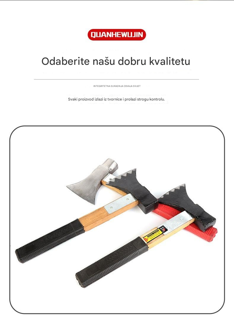 Ručno izrađena teška sekira sa stakloplastičnom drškom i sečivom - Profesionalna za sečenje drva, drvorez, ogrjev - Izdržljiva sekira sa neklizajućim drškom, lagana za sečenje drveća, preživljavanje u prirodi