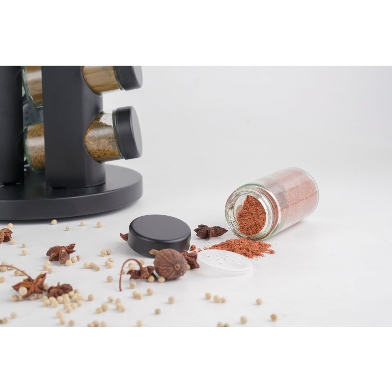 360° Rotirajući stalak za začine | Oli organizer od nerđajućeg čelika sa višeslojnim teglicama i posudama, dizajn police sa nosačima