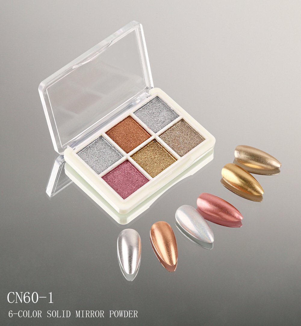 Set lakova za nokte sa šljokicama u 6 boja | Metalik čvrsti pigment u prahu za manikir, trendi Ins stil