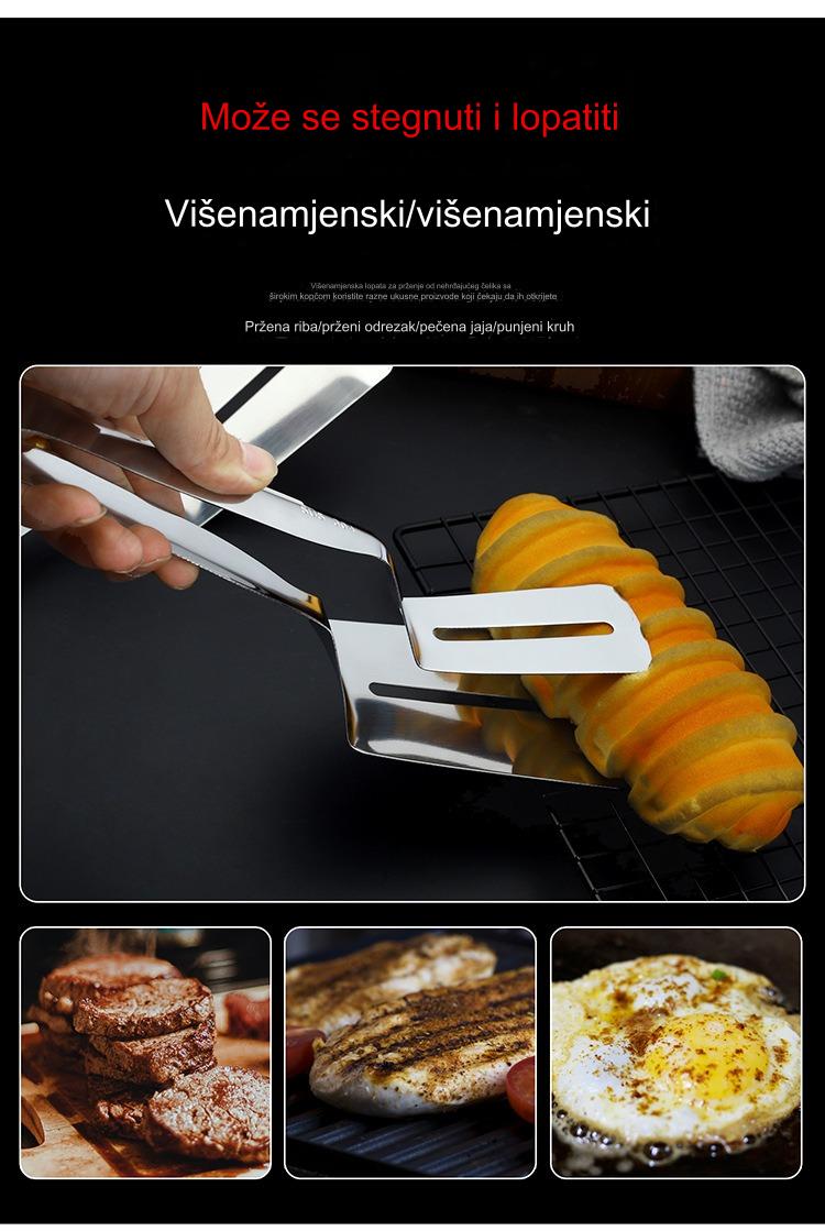 304 Nerđajući Čelik Korejski BBQ Klip sa Ne-Klizajućom Drškom - Izdržljivi Korejski Roštilj Klip za Fiksiranje Mesa, Povrća, Knedli | Kompatibilan sa Korejskim Roštiljima, Štednjacima, Pećnicama (Nije za direktno korišćenje)