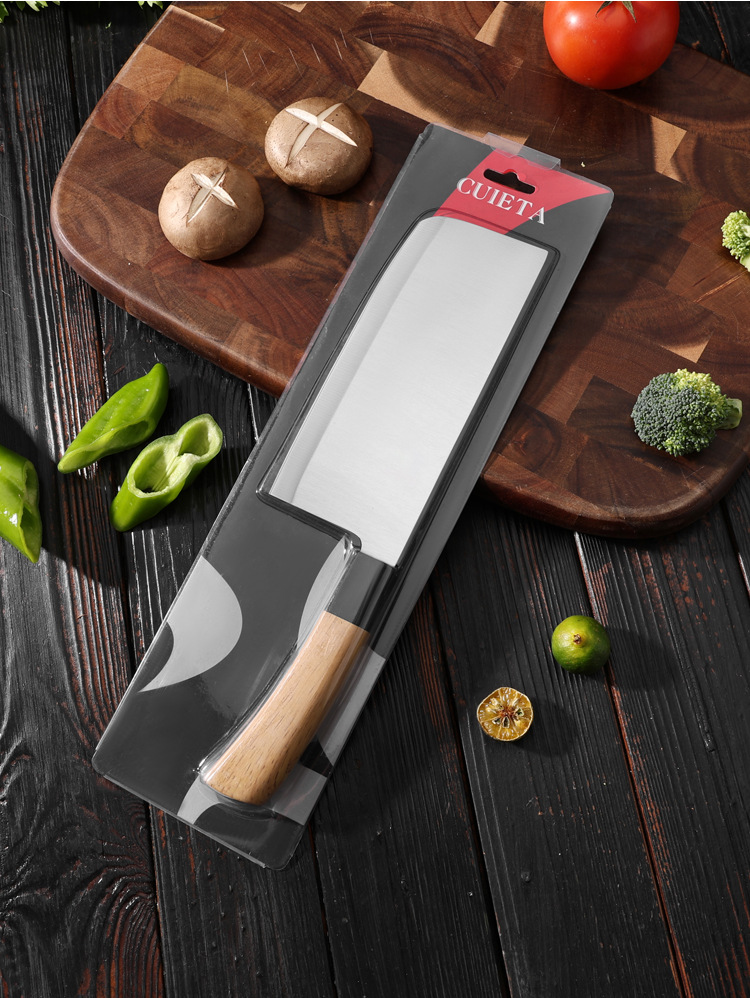 Premium set kuhinjskih noževa oštrih kao britva | Oštrice od visokougljeničnog nehrđajućeg čelika, drške u boji drveta, idealni za sečenje povrća i voća