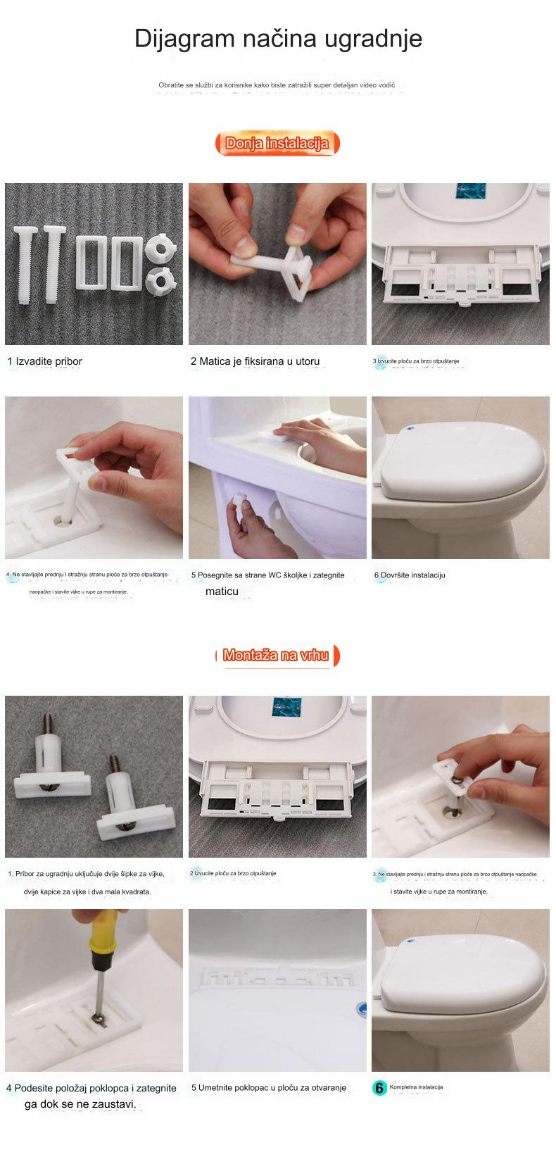 Teška poklopac za WC sa zadebljanim protivkliznim prstenom - Mekani jastučić od smole, lako se čisti u beloj/crnoj/bež/smeđoj boji, dizajn sa prednjim otvaranjem za WC šolju (odgovara većini standardnih WC-a) - Nadogradnja kupatila