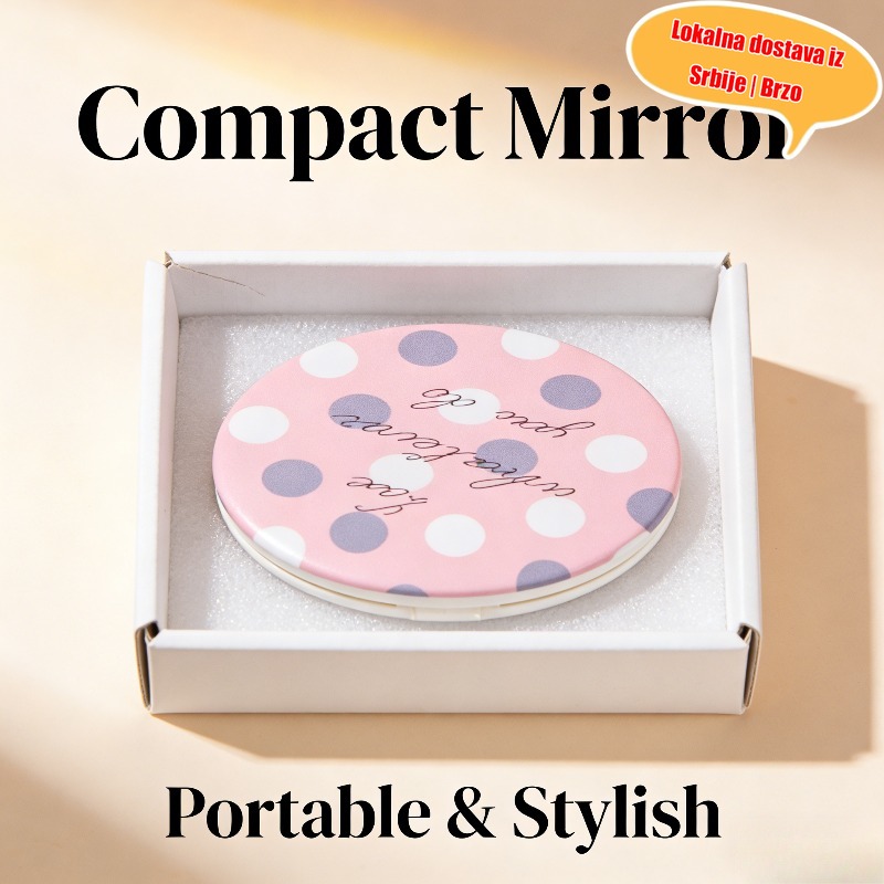 Mini dvostrano sklopivo ogledalo za šminkanje sa slatkim dezenima, prenosivo za popravke šminke na putovanjima