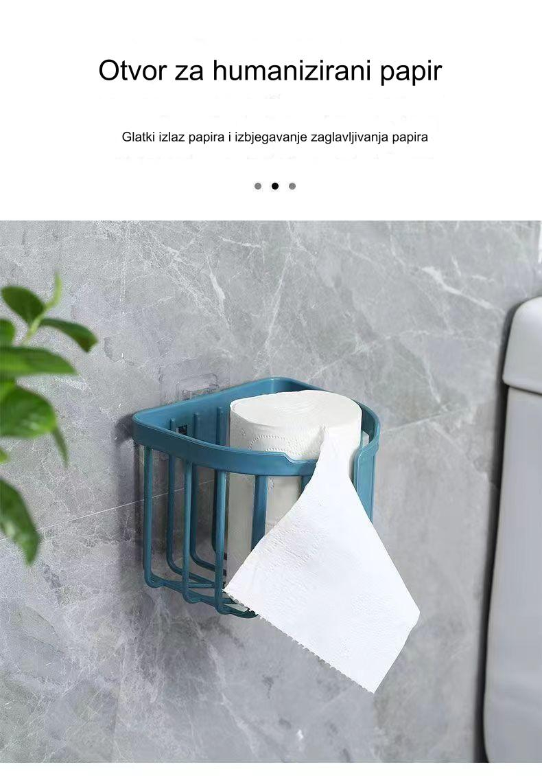 Držač toalet papira za montažu bez bušenja - Samolepljiva instalacija (bez šrafova/eksera), lako uklanjanje, lepljiva podloga, izdržljiv plastični držač za kupatilo za stanare ili javne toalete