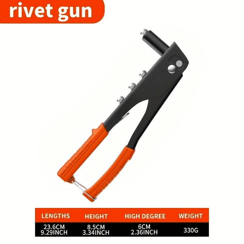 4-u-1 Ručni Pištolj za Pop Nitne | Svestrani Alat za Pop Nitne za Metal sa Zamenljivim Nastavcima, Ergonomski Ručni Pištolj za Povlačenje, Visok Nivo, Pogodan za Obradu Drveta i Metala, Čelični Materijal