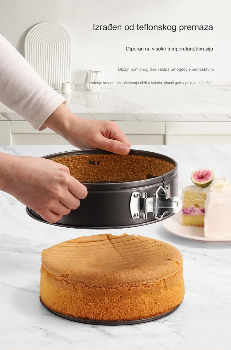 Podebljani kalupi za torte od ugljeničnog čelika sa uklonjivim dnom za šifon i mus torte, Pravljenje Deserta,Precizni kalupi,Elegantna posuda za pečenje,Izdržljivi pribor za pečenje,Tepsija za mus,Kalup za Bundt tortu,Profesionalne kuhinje