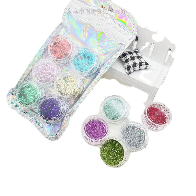 Set sa 6 boja sjajnog praha, ultra sjaj za DIY ukrašavanje noktiju, modna revija sa šljokicama