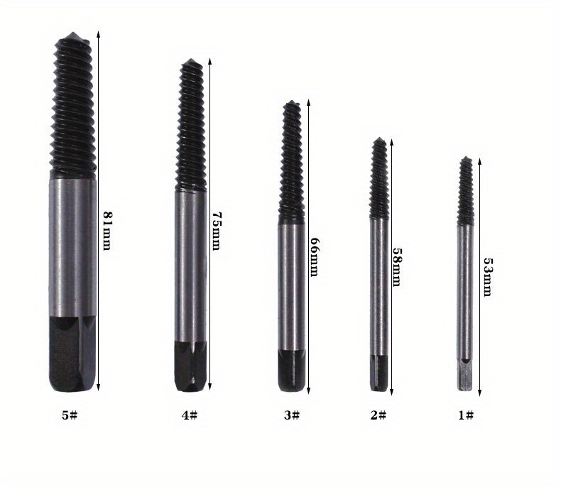 Set za izvlačenje žice 5 komada | Ručni alat za lako uklanjanje šrafova, nije potrebna struja, izdržljiva konstrukcija od ugljeničnog čelika, uključuje ekstraktor šrafova, alat za otkidanje navrtki, alat za izvlačenje žice i ekstraktor žice