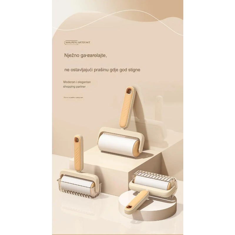 Valjak četka za čišćenje prašine za kućnu upotrebu, sa odvojivom dugom drškom, dizajniran za lako uklanjanje dlaka i prašine sa daškom elegancije